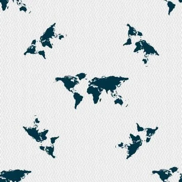 Globe sign icon. World map geography symbol. Seamless pattern with geometric  Illustrazione stock