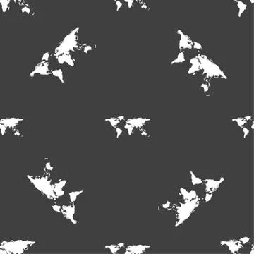 Globe sign icon. World map geography symbol. Seamless pattern on a gray backg Stock Illustration