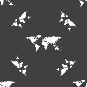 Globe sign icon. World map geography symbol. Seamless pattern on a gray backg Stock Illustration
