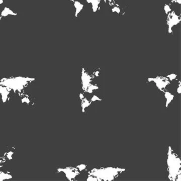 Globe sign icon. World map geography symbol. Seamless pattern on a gray backg イラスト素材