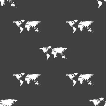 Globe sign icon. World map geography symbol. Seamless pattern on a gray backg イラスト素材