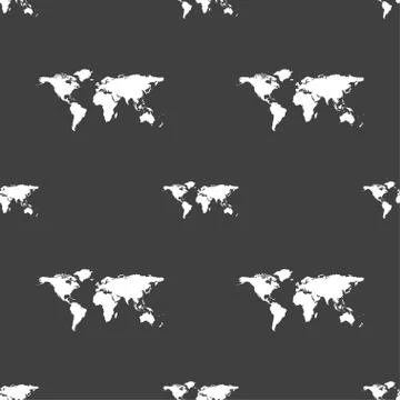 Globe sign icon. World map geography symbol. Seamless pattern on a gray backg イラスト素材