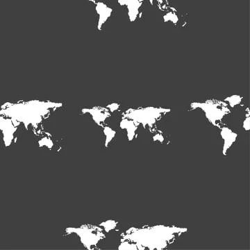 Globe sign icon. World map geography symbol. Seamless pattern on a gray backgrou Illustrazione stock