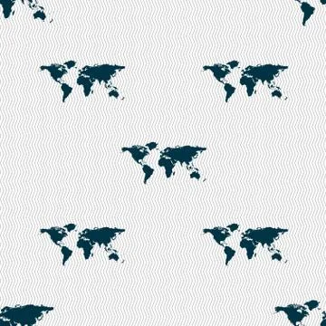 Globe sign icon. World map geography symbol. Seamless abstract background with g Stock Illustration