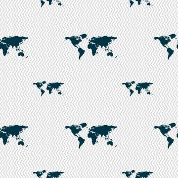 Globe sign icon. World map geography symbol. Seamless pattern with geometric tex Stock Illustration