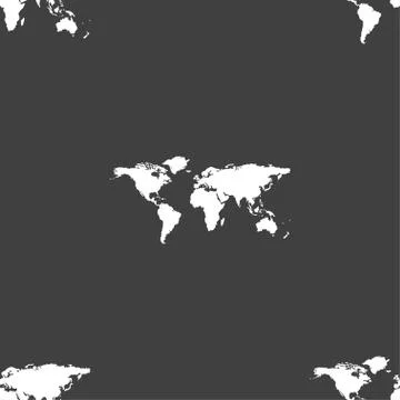 Globe sign icon. World map geography symbol. Seamless pattern on a gray backgrou Stock Illustration