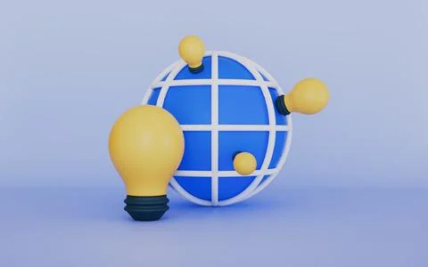 Globe sign with lightbulb for creativity technology invention idea concept Stock Illustration