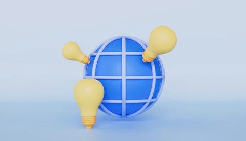 Globe sign with lightbulb for creativity technology invention idea concept Stock Illustration