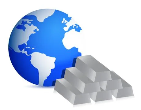 Globe with silver bars illustration design Illustrazione stock