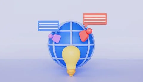 Globe sing with lightbulb user message for global knowledge communication Иллюстрация