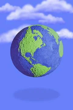 Globe With Sky And Clouds As Background Centered On Eastern Seaboard Stock Photos