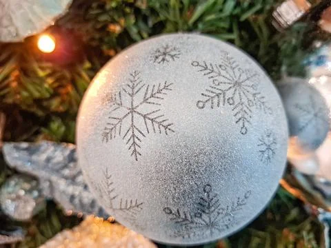 Globe with snowflake patterns. Christmas tree decoration 写真素材
