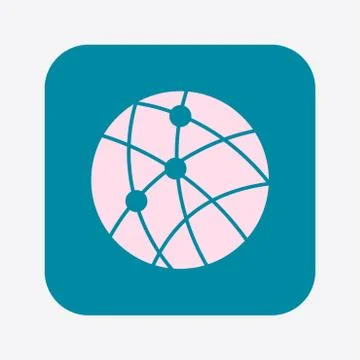 Globe social network vector icon. Illustrazione stock