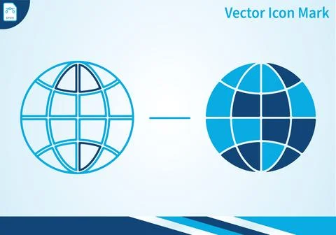 Globe solid and outline icon set. Stock Illustration