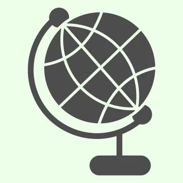 Globe solid icon. Planet Earth world sphere on stand glyph style pictogram on Illustrazione stock