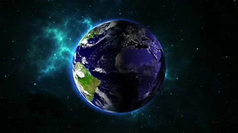 Globe in space. Earth and galaxy in a nebula cloud. LOOPED animation. Stock Footage 49638478