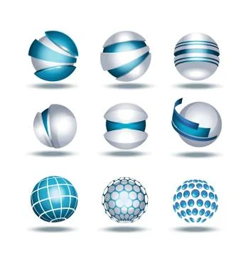 Globe sphere 3d icons set vector illustration Stock Illustration