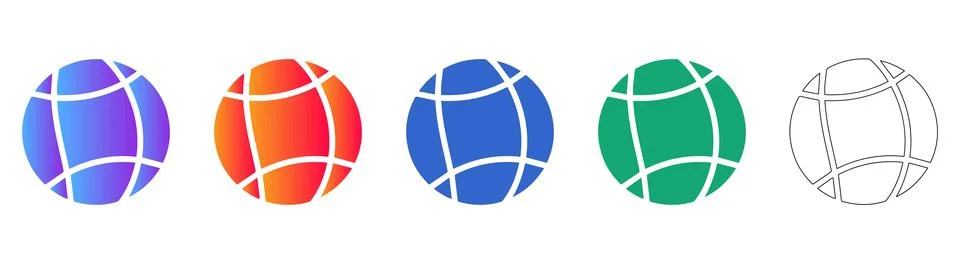 Globe Sphere Icons in Gradient and Minimalist Outline Stock Illustration