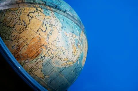 Globe sphere orb model effigy around background. close up Foto stock