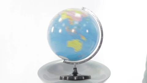 Globe Spinning Isolated On White Stock Footage 98442271