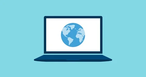 Globe spinning on a laptop screen Stock Footage 118091329