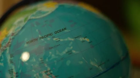 Globe spins, highlighting North Pacific Ocean Stock Footage 342354144