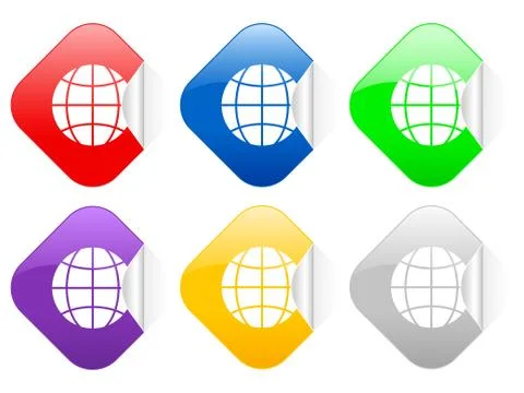 Globe square stickers Stock-Illustration