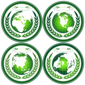 Globe stamps with wreath Stock Illustration