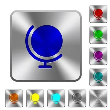Globe with stand rounded square steel buttons Stock Illustration