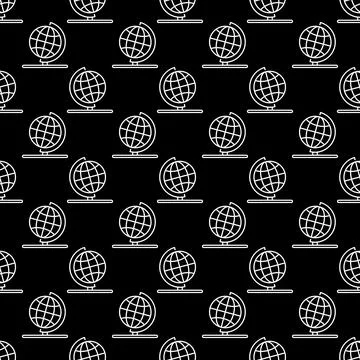 Globe on Stand vector concept dark line seamless pattern Illustrazione stock