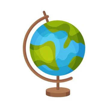 Globe on a stand. Vector illustration on a white background. Illustrazione stock