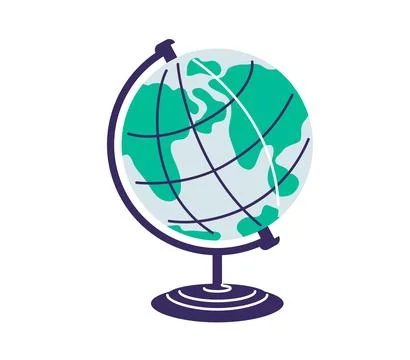 Globe with stand vector illustration. World on globus for classroom and school Stock Illustration