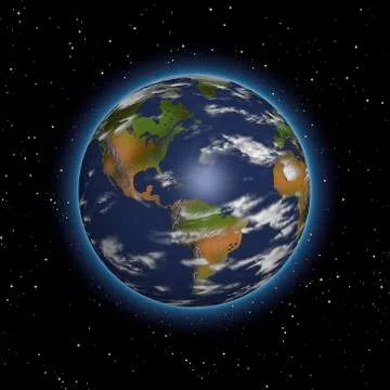 Globe in Starry Sky North and South America Stock Illustration