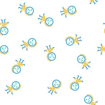 Globe stationery character vector seamless pattern Stock Illustration