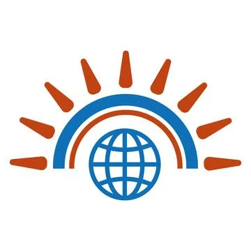 Globe Sun Circle Logo Design Global Network Technology Icon Vector Template Stock Illustration