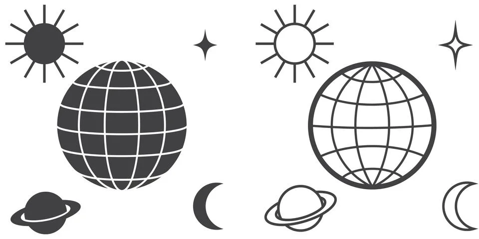 The globe surrounded by planets Stock Illustration