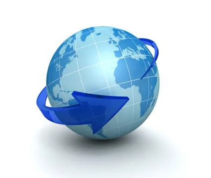 Globe surrounding arrow 3d illustration Stock Illustration