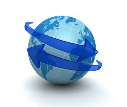 Globe surrounding arrow 3d illustration Stock Illustration