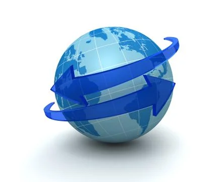 Globe surrounding arrow  3d illustration Ilustração Stock