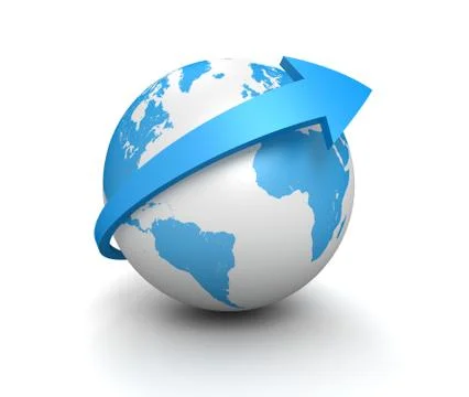 Globe surrounding arrow concept  3d illustration Stock Illustration