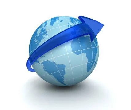 Globe surrounding arrow concept  3d illustration Stock Illustration