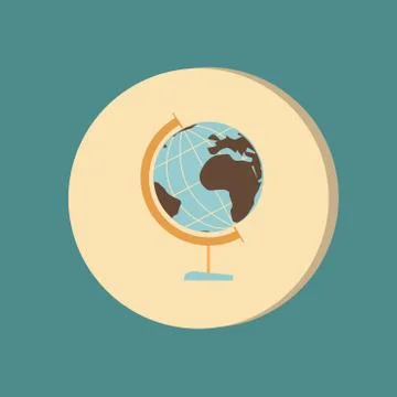 Globe. symbol icon geography , the study of the world and the countries on th Stock Illustration