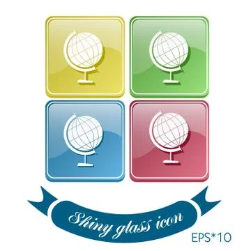 Globe. symbol icon geography , the study of the world and the countries on th Stock Illustration