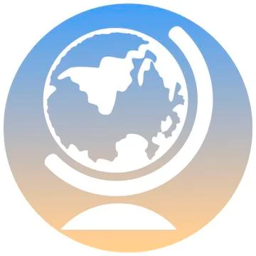 Globe symbol of a set. White globe icon, on gradient button. Use for banner Illustrazione stock