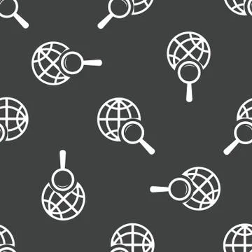 Globe symbol under loupe pattern 스톡 일러스트