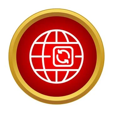 Globe syncing data with refreshing update icon Stock Illustration