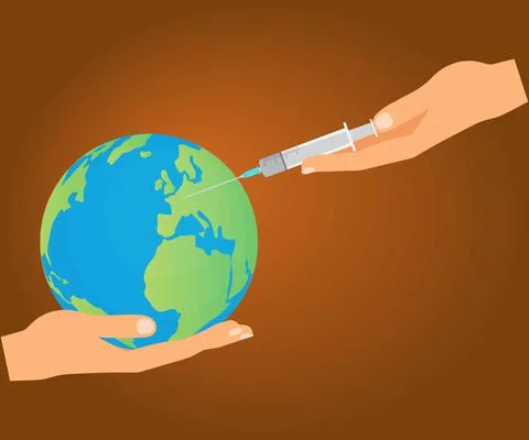 Globe with syringe Stock Illustration