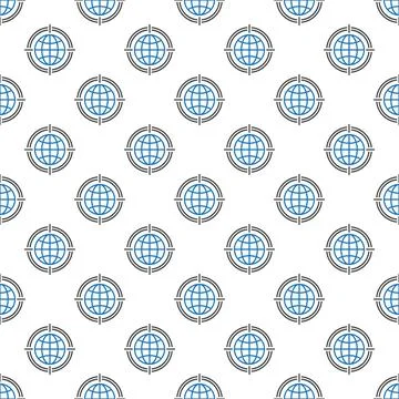 Globe Target vector concept line seamless pattern Illustrazione stock