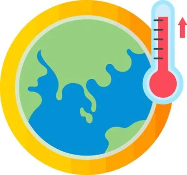 A globe with a thermometer on it showing a high temperature Stock Illustration