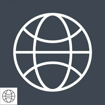 Globe Thin Line Vector Icon 스톡 일러스트